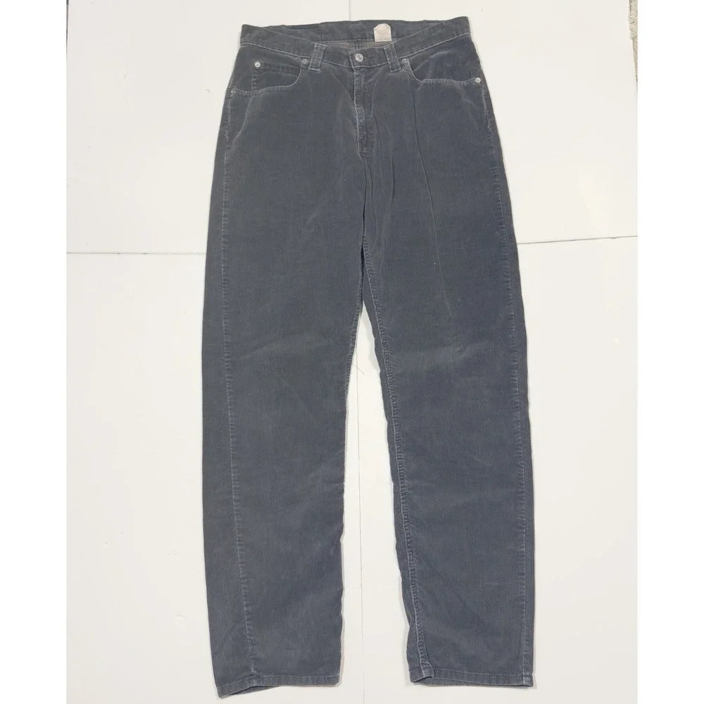 Vintage Levi's L2 Corduroy Pants Baggy Wide Leg Loose 33x34 Made in USA 90s Blue